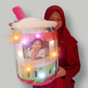 Boneka Boba Jumbo Custom Foto & Nama + Lampu LED