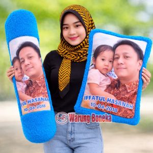Set Bantal & Guling Custom Foto Bulu Rasfur