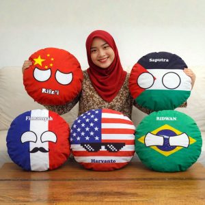 Bantal Countryball Bendera Negara – Gratis Custom Nama