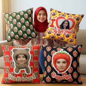 Bantal Custom Foto Wajah Face Pattern – Bisa 1 atau 2 Sisi